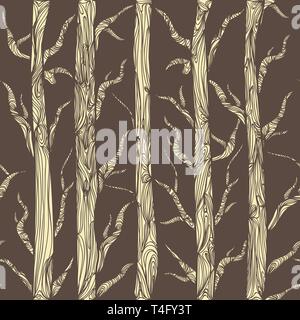 Seamless vector texture with drawing trees Stock Vector