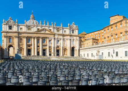 view on Vatican city Saint Peter cathedral church on square or piazza San Pietro in Rome, Italy Stock Photo