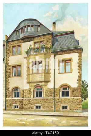 Residential House at Cologne, Germany - vintage engraved illustration. From Modern Urban Houses, 1905 Stock Photo