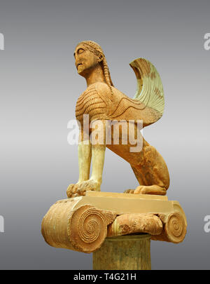 Large Sphinx Of Naxos Sitting On An Ionic Column Circa 560 B.C. Delphi ...