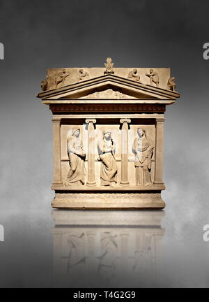 Sarcophagus of The Mourning Women, 4th cent. B.C Greek from the Royal Necropolis of Sidon , Chamber no I, Lebanon, Istanbul Archaeological Museum Inv. Stock Photo