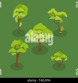 Isometric Assorted Tree Stock Vector