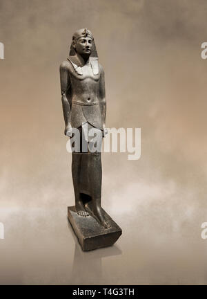 Ancient Ptolemaic Egyptian basalt statue of Ptolemy III, 220 BC . Neues Museum Berlin. Cat No: 14764 Stock Photo