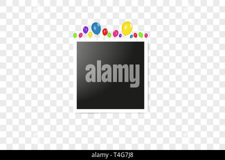 Vector frames photo collage and Color composition of vector realistic balloons isolated on transparent background Stock Vector
