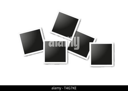 Set of realistic square frames, Vector Photo frame mockup design. Vector frames photo collage on white background. Vector illustration Stock Vector