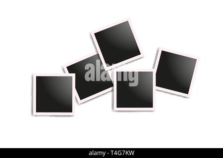 Set of realistic square frames, Vector Photo frame mockup design. Vector frames photo collage on white background. Vector illustration Stock Vector