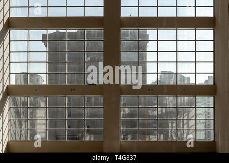 Glass building wall interior surface Stock Photo