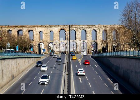 Fatih, Istanbul / Turkey - March 04 2019: Bozdogan ( Valens ) Aqueduct Stock Photo