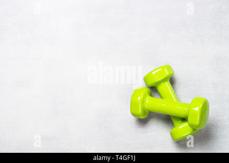 Dumbbells on white background top view. Stock Photo