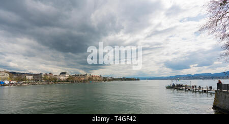 cityscape view of Zurich with the lake shore and the opera house Stock Photo