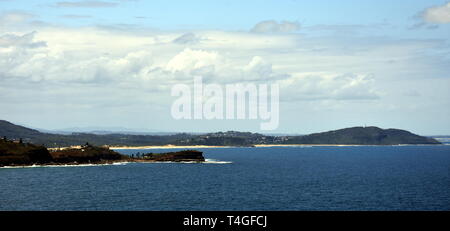 Aerial view of Avoca Beach, Terrigal and Tasman sea. View from Captain Cook lookout (Central Coast, NSW, Australia) Stock Photo