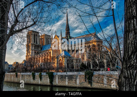 HDR picture of Notre Dame de Paris. Stock Photo