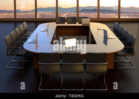 3D rendering of an empty boardroom at an office building Stock Photo