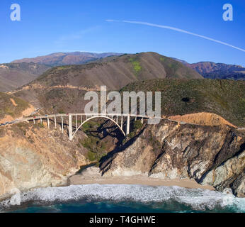 Bixby Bridge and Pacific Coast Highway at Big Sur in California, USA Stock Photo