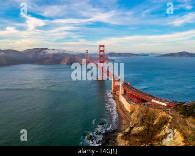 Aerial view of Golden Gate bridge in San Francisco, USA Stock Photo