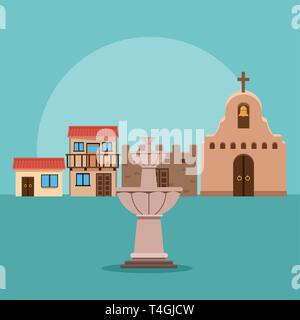 Mexican town scenery Stock Vector