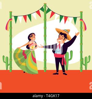 Mexicans cinco de mayo cartoon Stock Vector