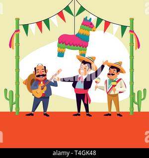 Mexicans cinco de mayo cartoon Stock Vector