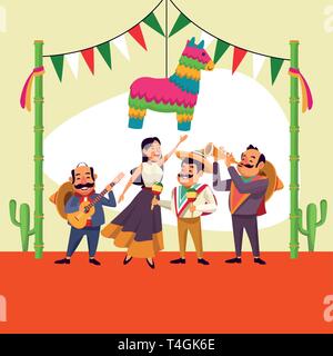 Mexicans cinco de mayo cartoon Stock Vector