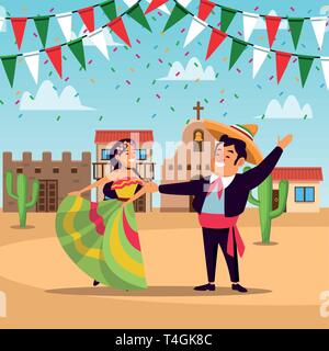 Mexicans cinco de mayo cartoon Stock Vector