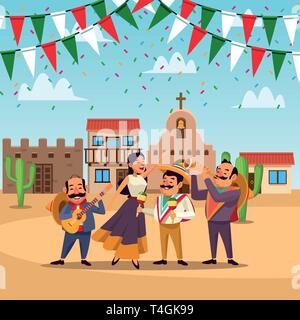 Mexicans cinco de mayo cartoon Stock Vector