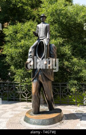 Franz Kafka Monument by Jaroslav Rona, Prague, Bohemia, Czech Republic Stock Photo