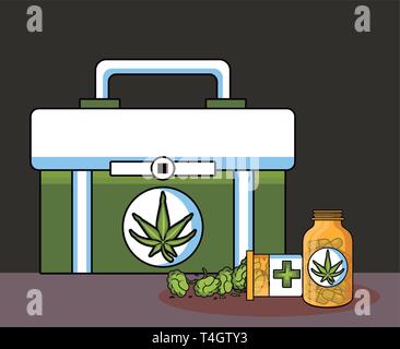 Cannabis medical cartoons Stock Vector