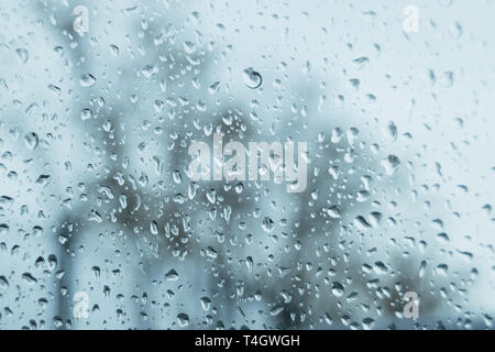 Car glass with drops of raindrops, for photo backgrounds Stock Photo