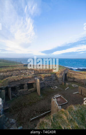 Knap of Howar Neolithic house, Orkney Isles Stock Photo