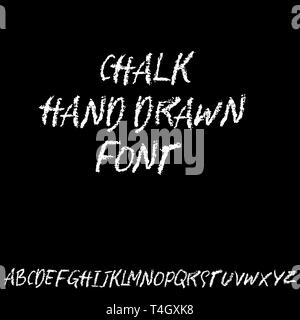 Chalk textured font. Grunge script on chalkboard. Vector calligraphy illustration. Stock Vector