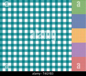 Gingham simple seamless geometric pattern set Stock Vector