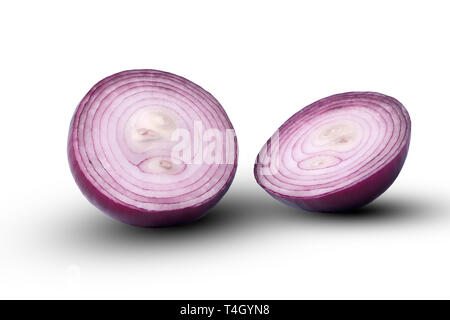 half cut red onion isolated on white background Stock Photo