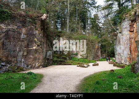 The quarry garden at Belsay Hall, an early 19th Century mansion house, in Northumberland, England, UK Stock Photo