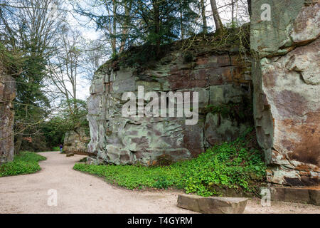 The quarry garden at Belsay Hall, an early 19th Century mansion house, in Northumberland, England, UK Stock Photo