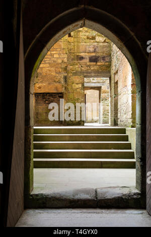 Interior of the 17th century extension to Belsay Castle, a 14th century peel tower, in Northumberland, England, UK Stock Photo