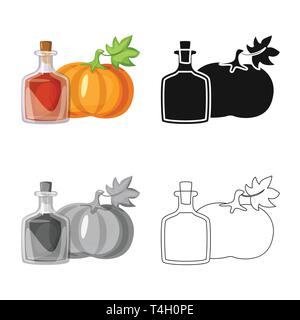 Isolated object of pumpkin  and seed symbol. Set of pumpkin  and diet vector icon for stock. Stock Vector