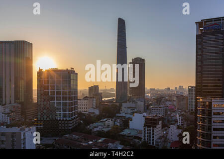 Sunrise and Sky line at Ho Chi Minh city, Saigon, Vietnam, Asia, Stock Photo