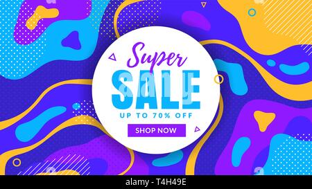 Sale banner with abstract colorful background. Vector template for web advertising discount in trendy style. Stock Vector