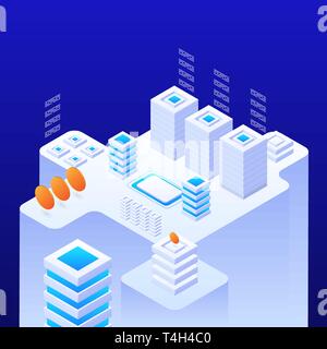Background with different big data server elements Stock Vector
