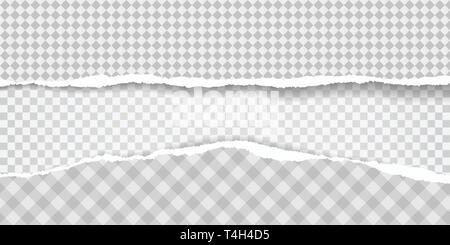 Torn squared horizontal paper strips with soft shadow. Vector illustration background Stock Vector