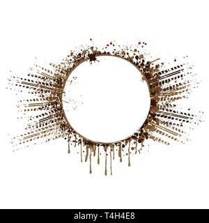 Circle ink splash tire tracks frame isolated on white background Stock Vector