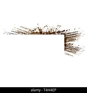 Brown ink splash tire tracks isolated on white background Stock Vector