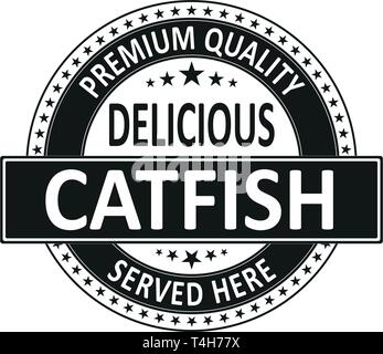 catfish vector stamp illustration isolated on white background Stock Vector