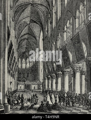 Queen Marie Antoinette returning thanks for the birth of A Dauphin - January 21, 1782 in the Cathedral of Notre Dame de Paris Stock Photo