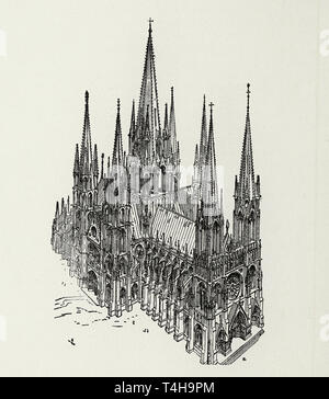 Sketch of Notre Dame de Paris, circa 1905 Stock Photo