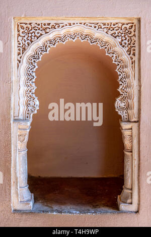 details of decorated Arab style famous Palace Alcazaba in Malaga Spain frame background Stock Photo