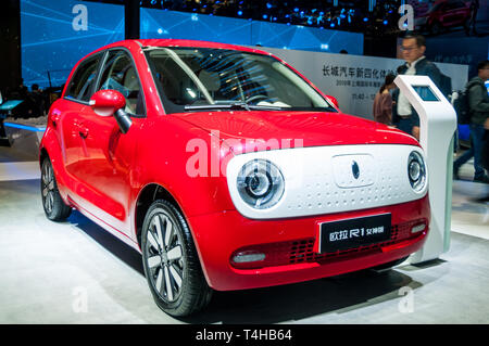 Great Wall Ora R1 EV small car unveiled at the 2019 Shanghai Auto Show. Stock Photo