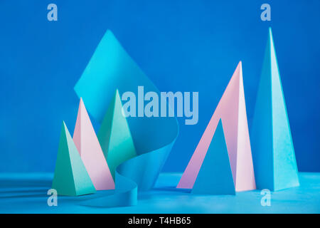 Abstract pastel tone header. Origami papercraft sculpture in pastel tones. Vibrant design template with modern shapes and copy space