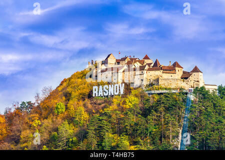 Medieval fortress (citadel) in Rasnov city, Brasov, Transylvania, Romania Stock Photo