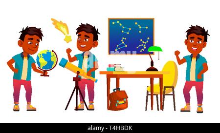 Astronomy, Astrophysics Student Vector Cartoon Characters Set Stock Vector